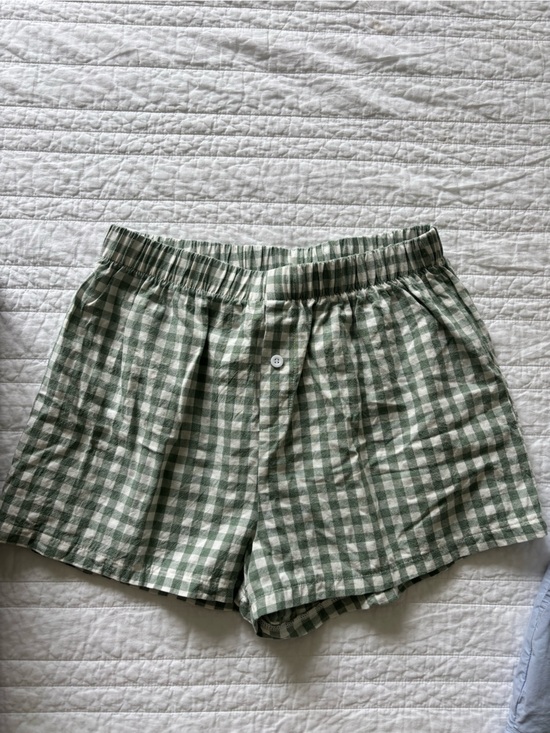 Pants - Women's Green Gingham Athletic Shorts
